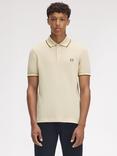 Fred Perry Cotton Twin Tipped Regular Fit Polo Shirt, Oatm/Chmpg/Stone