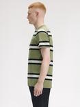 Fred Perry Cotton Regular Fit Short Sleeve Bold Stripe T-Shirt, Olive Mint