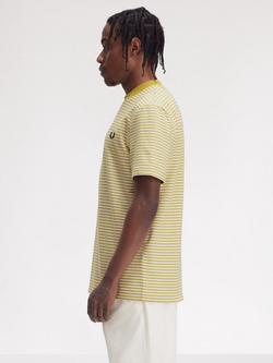 Fred Perry Cotton Regular Fit Short Sleeve Fine Stripe T-Shirt - view 2, Honeycomb