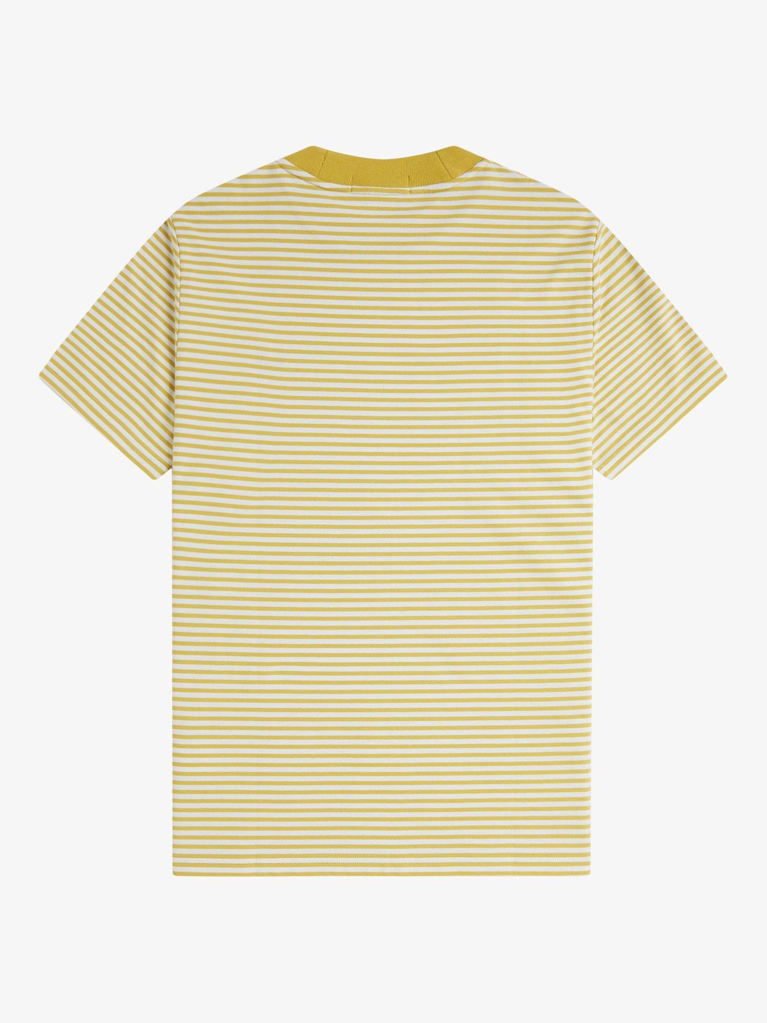 Product image 5 of 5, which shows Fred Perry Cotton Regular Fit Short Sleeve Fine Stripe T-Shirt, Honeycomb, S