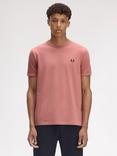 Fred Perry Cotton Regular Fit Short Sleeve Ringer T-Shirt, Putty Pink