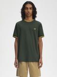 Fred Perry Cotton Regular Fit Short Sleeve Twin Tipped T-Shirt, Crt Grn/Hnycmb