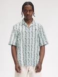 Fred Perry Cotton Blend Regular Fit Abstract Revere Collar Shirt, Light Smoke