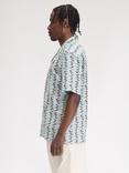 Fred Perry Cotton Blend Regular Fit Abstract Revere Collar Shirt, Light Smoke