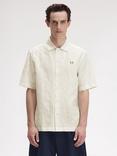 Fred Perry Linen Blend Regular Fit Jacquard Shirt, Light Ecru