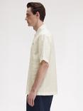 Fred Perry Linen Blend Regular Fit Jacquard Shirt, Light Ecru