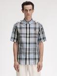 Fred Perry Linen Blend Regular Fit Madras Check Shirt, Light Smoke