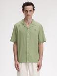 Fred Perry Cotton Blend Regular Fit Revere Collar Check Shirt, Olive Mint
