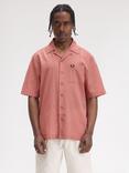 Fred Perry Textured Cotton Regular Fit Revere Collar Shirt, Putty Pink