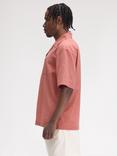Fred Perry Textured Cotton Regular Fit Revere Collar Shirt, Putty Pink