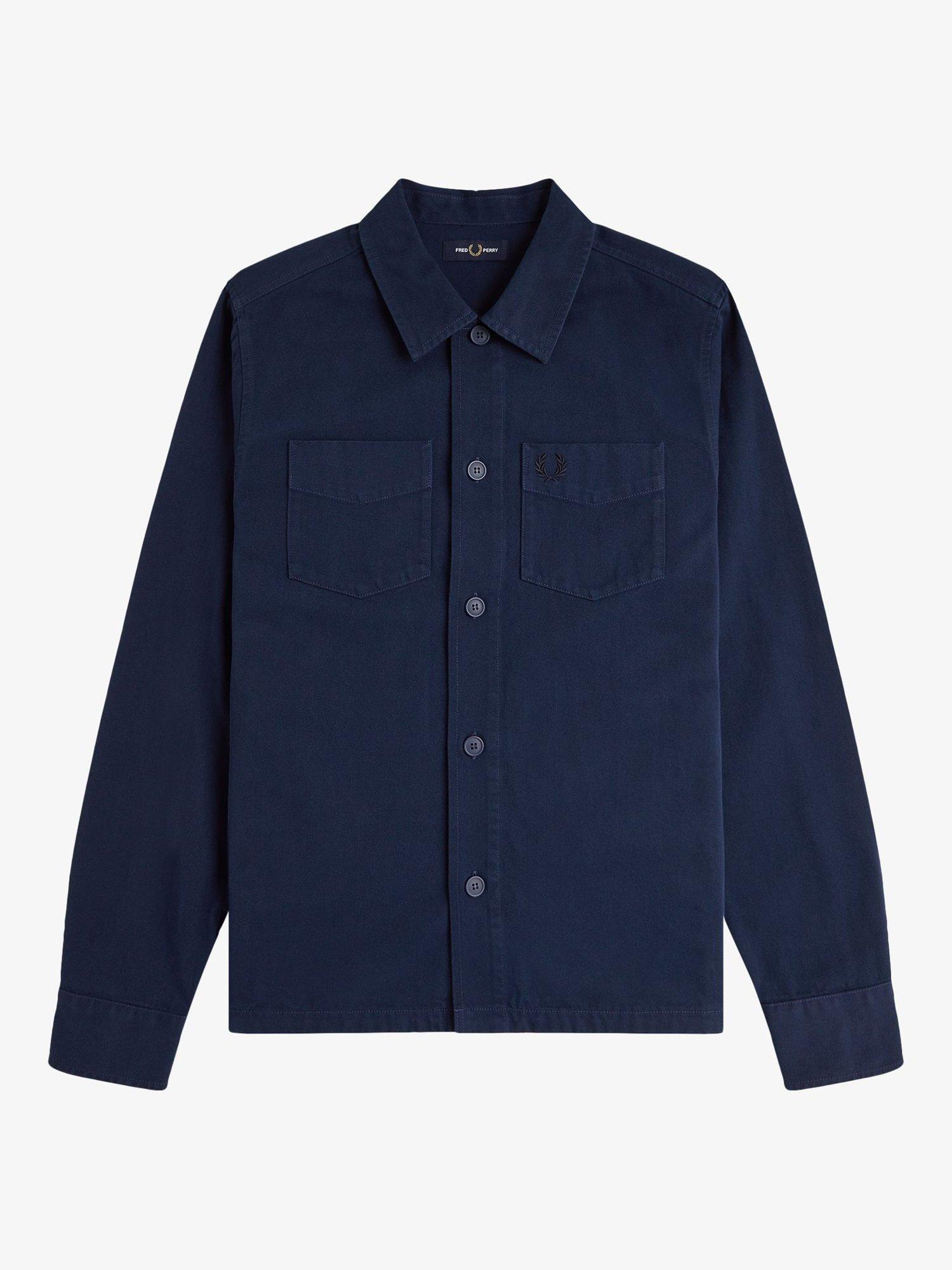 Product image 4 of 5, which shows Fred Perry Cotton Regular Fit Twill Overshirt, Tennis Blue, S