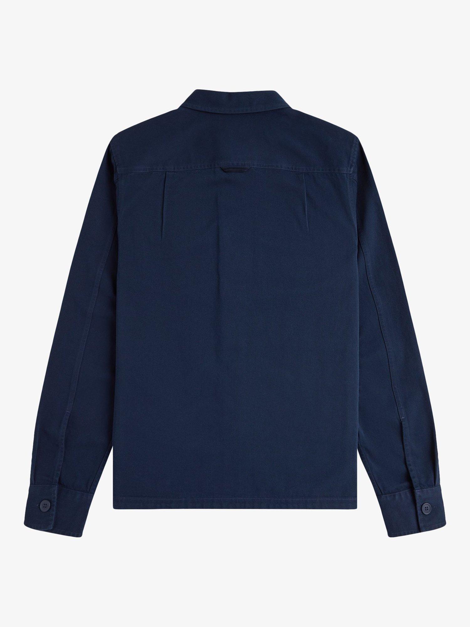 Product image 5 of 5, which shows Fred Perry Cotton Regular Fit Twill Overshirt, Tennis Blue, S