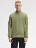 Fred Perry Half-Zip Cotton Sweatshirt, Olive Mint