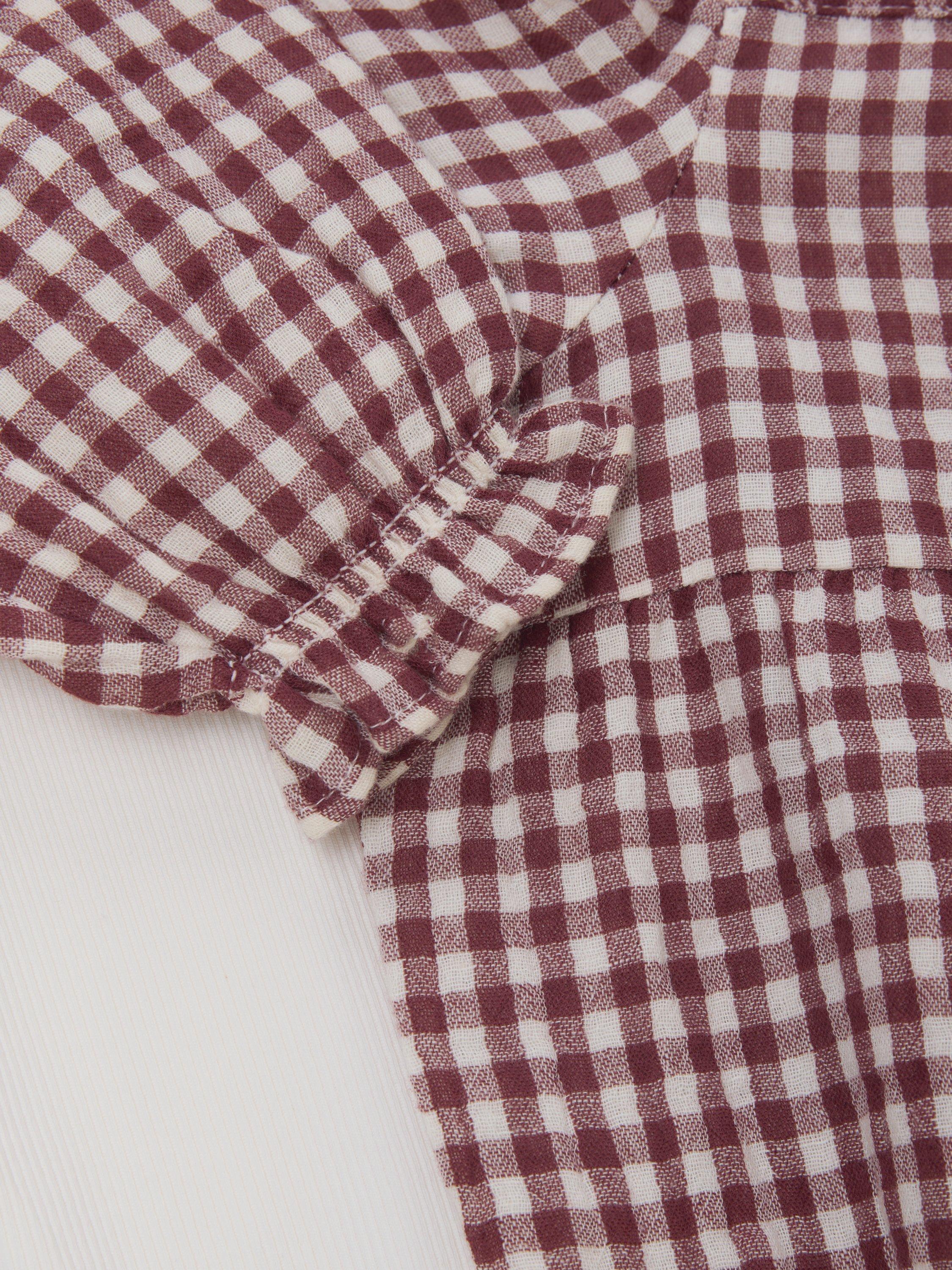 Product image 3 of 3, which shows John Lewis Baby Gingham Bodysuit and Leggings Set, Burgundy/White, Newborn