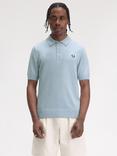 Fred Perry Cotton Regular Fit Short Sleeve Knitted Polo Shirt, Light Smoke