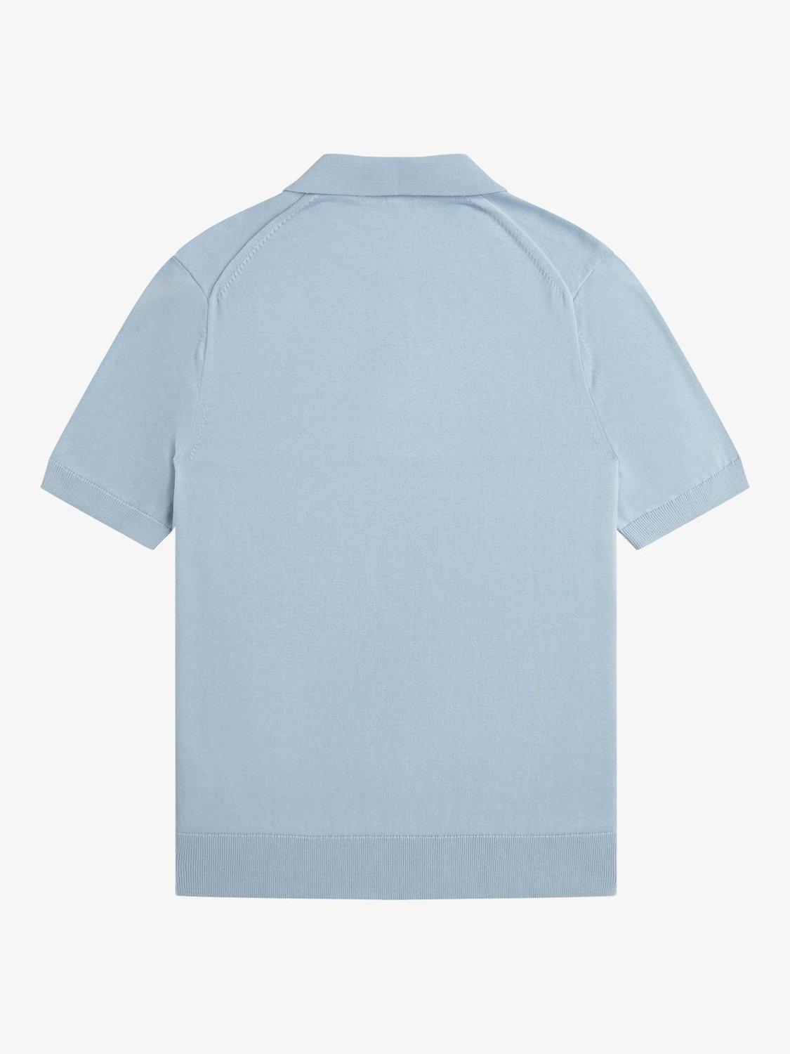 Product image 5 of 5, which shows Fred Perry Cotton Regular Fit Short Sleeve Knitted Polo Shirt, Light Smoke, S