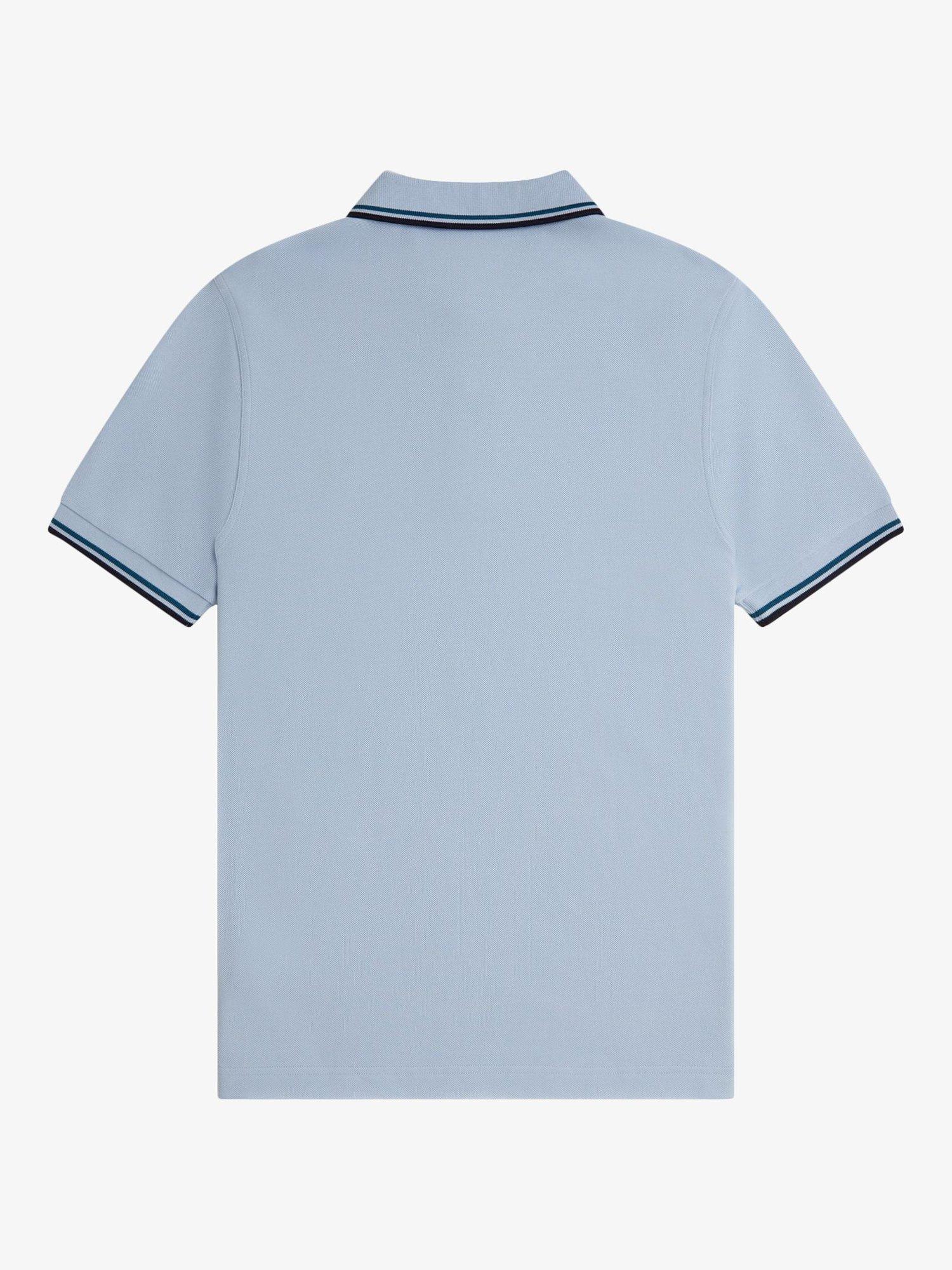 Product image 5 of 5, which shows Fred Perry Cotton Twin Tipped Regular Fit Polo Shirt, Lghsmo/Ptrbl/Ny, S