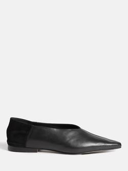 Jigsaw Linnie Pointed Toe Flat Leather Pumps, Black