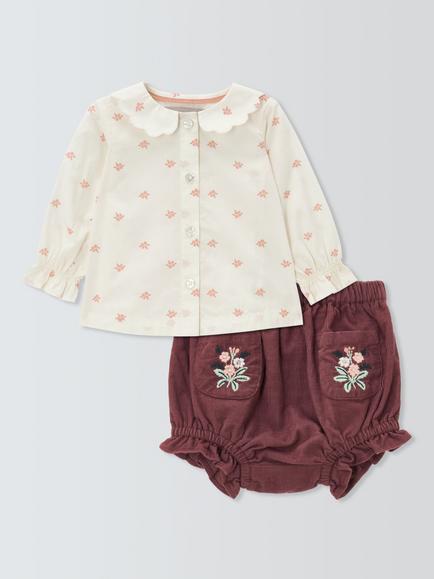 John Lewis Baby Blouse and Corduroy Bloomer Set, Multi, Multi