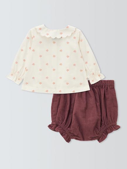 John Lewis Baby Blouse and Corduroy Bloomer Set, Multi - view 2, Multi