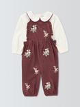 John Lewis Baby Blouse and Corduroy Dungaree Set, Multi