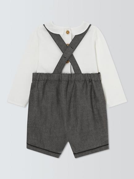 John Lewis Heirloom Collection Dungarees & Jersey Bodysuit, Multi - view 2, Multi