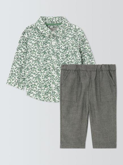 John Lewis Baby Floral Shirt and Trouser Set, Multi, Multi