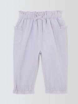 John Lewis Baby Frill Waisted Trousers, Purple, Purple