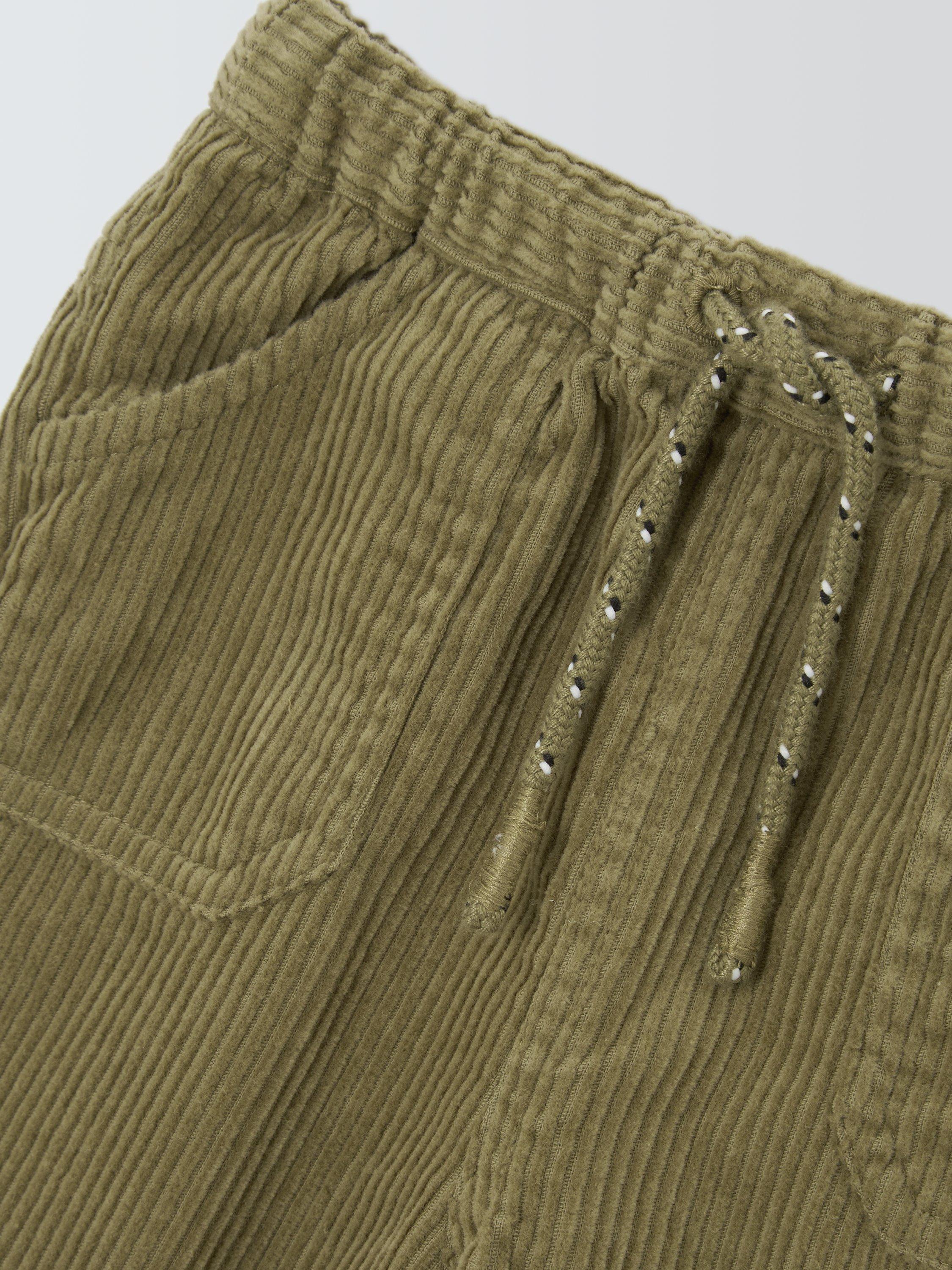 Product image 3 of 3, which shows John Lewis Baby Cord Drawstring Trousers, Green, 0-3 months