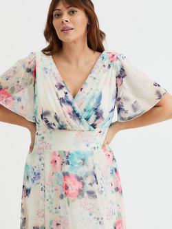 Scarlett & Jo Victoria Midi Dress, Ivory/Turquoise/Coral - view 2, Ivory/Turquoise/Coral