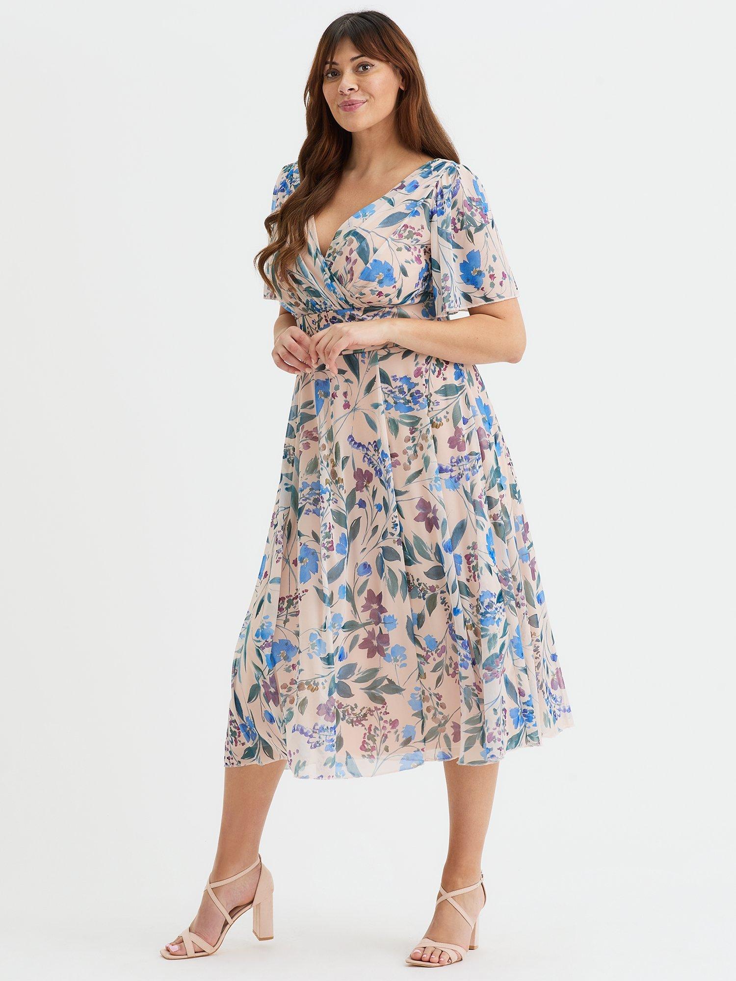 Product image 1 of 4, which shows Scarlett & Jo Victoria Midi Dress, Cream/Blue, 12