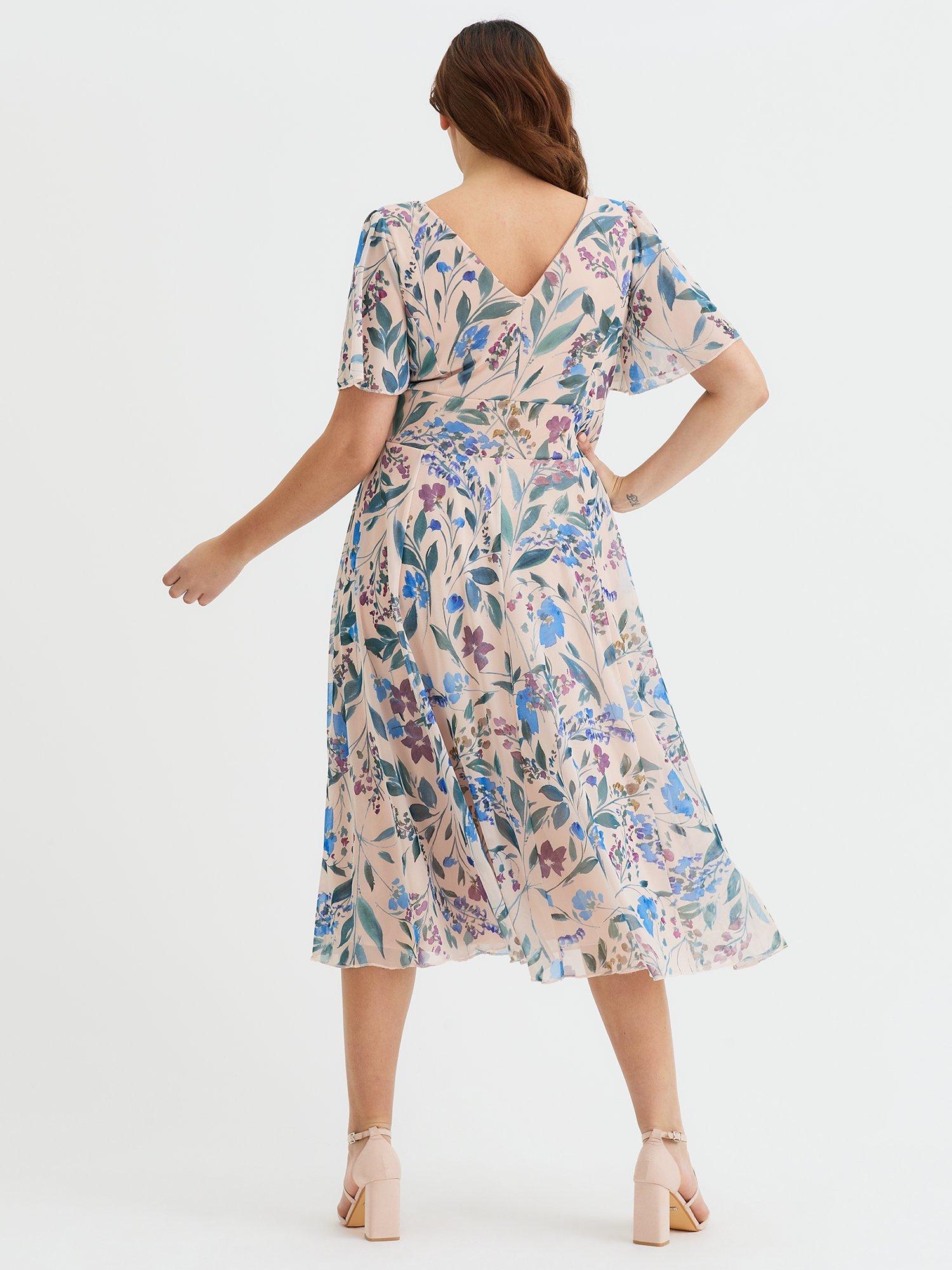 Product image 4 of 4, which shows Scarlett & Jo Victoria Midi Dress, Cream/Blue, 12