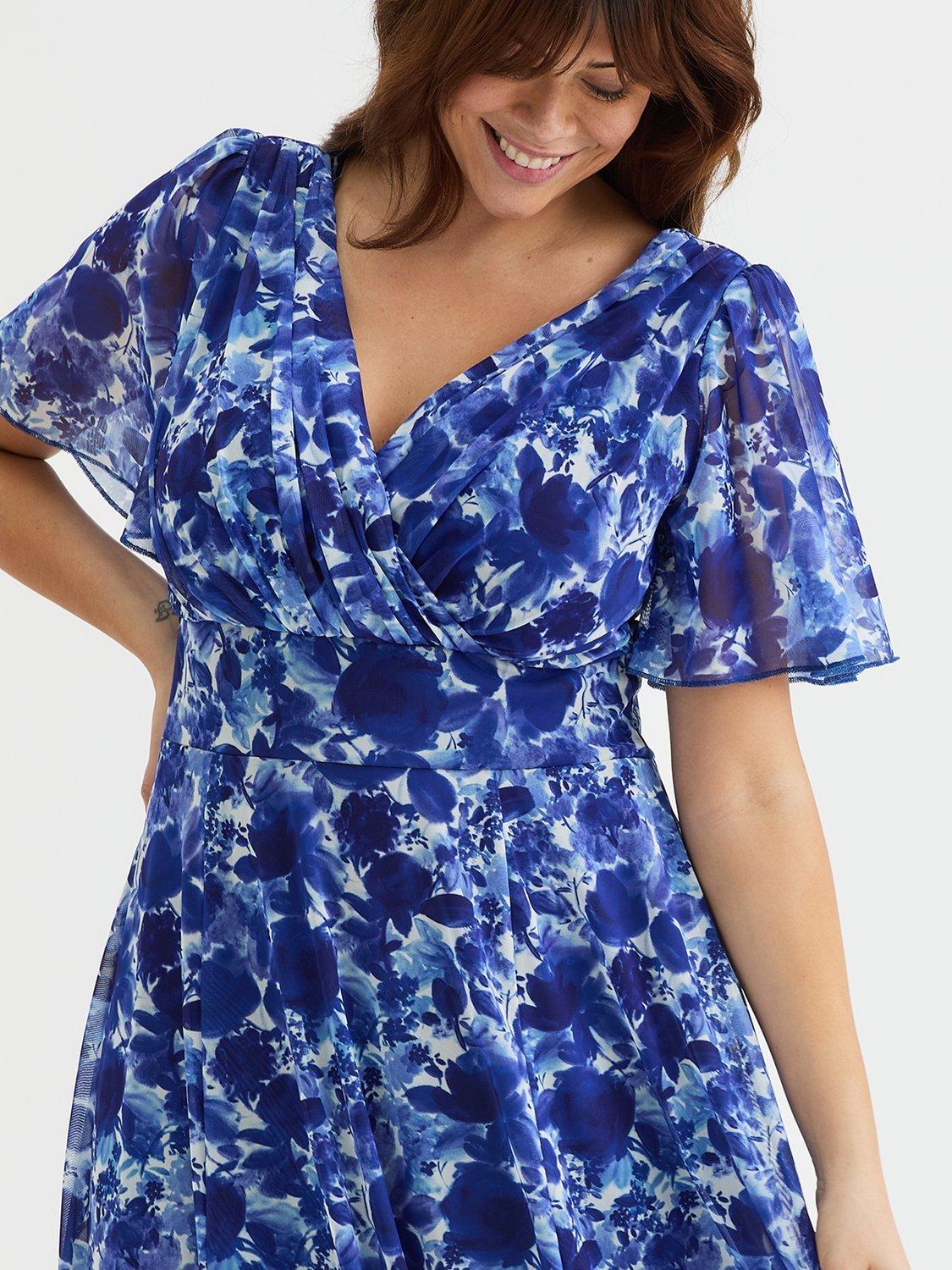 Product image 2 of 4, which shows Scarlett & Jo Victoria Floral Dress, Cobalt, 12