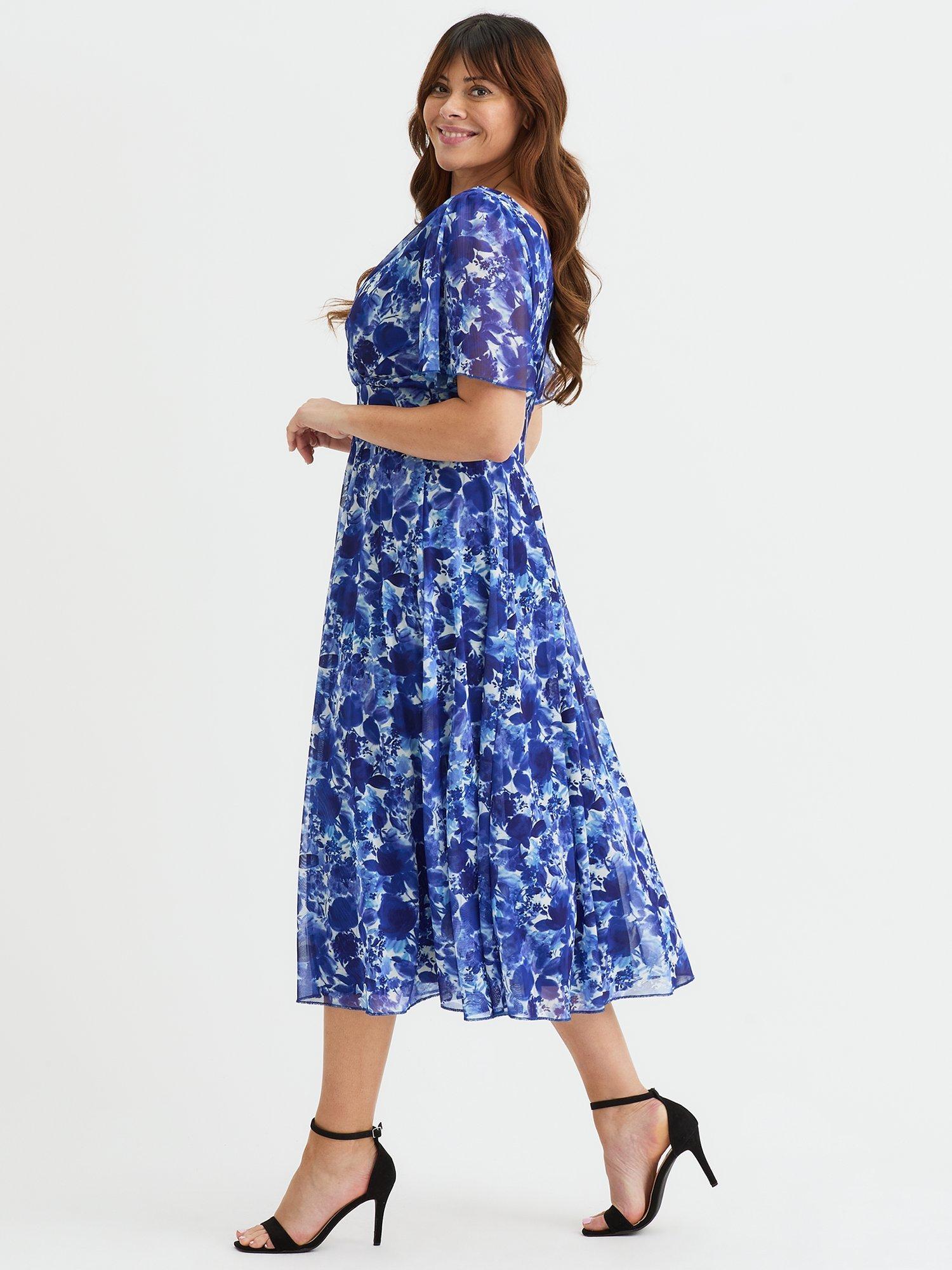 Product image 3 of 4, which shows Scarlett & Jo Victoria Floral Dress, Cobalt, 12
