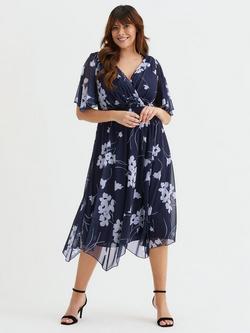 Scarlett & Jo Julie Floral Dress, Navy/Lilac, Navy/Lilac