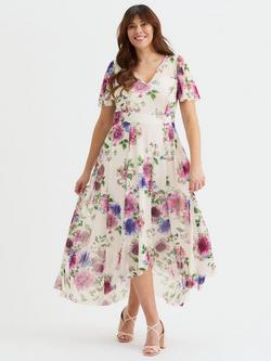 Scarlett & Jo Tilly Floral High Low Dress, Cream/Multi, Cream/Multi