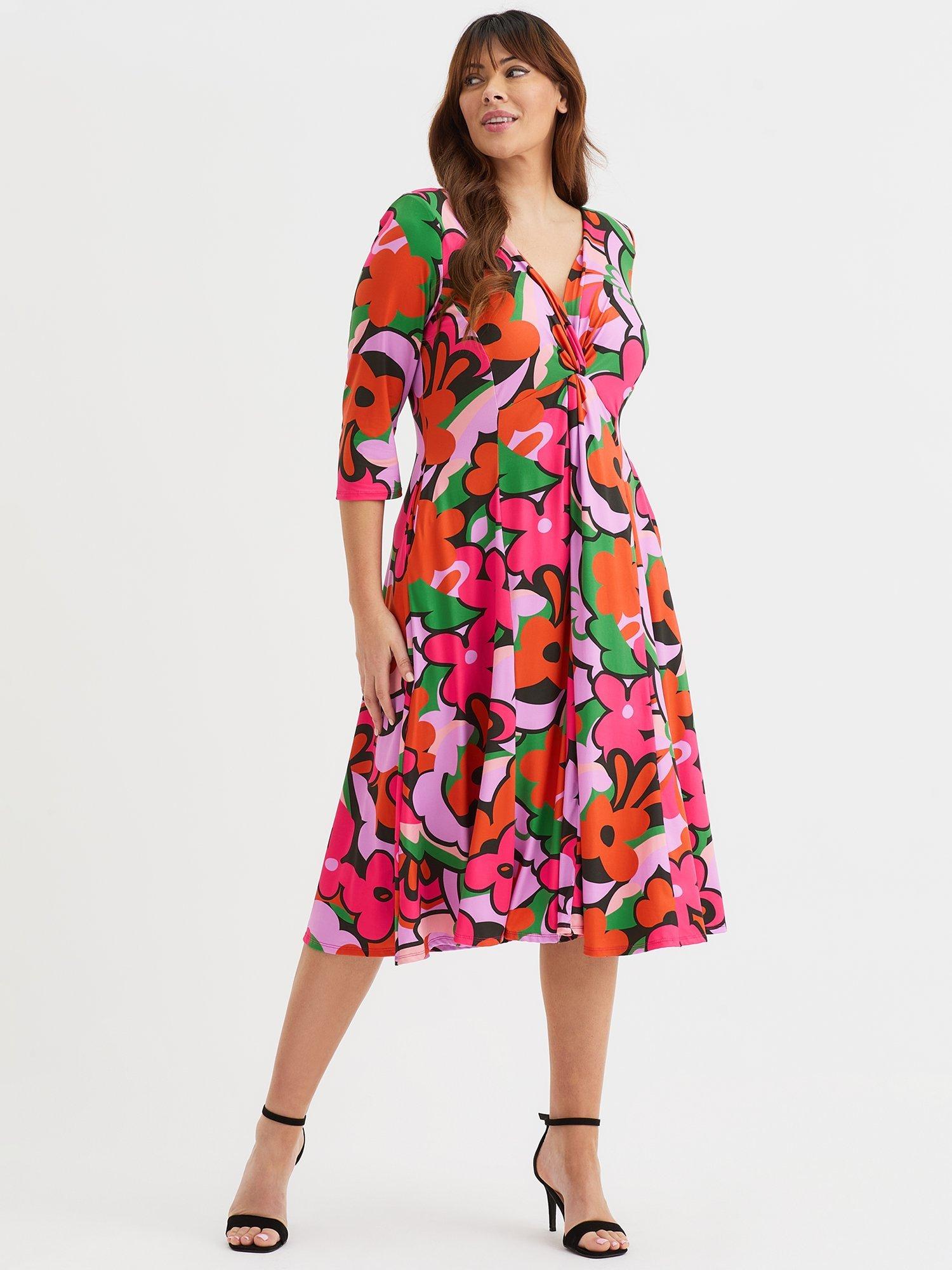 Product image 1 of 4, which shows Scarlett & Jo Claudia Pucci Abstract Floral Dress, Multi, 12
