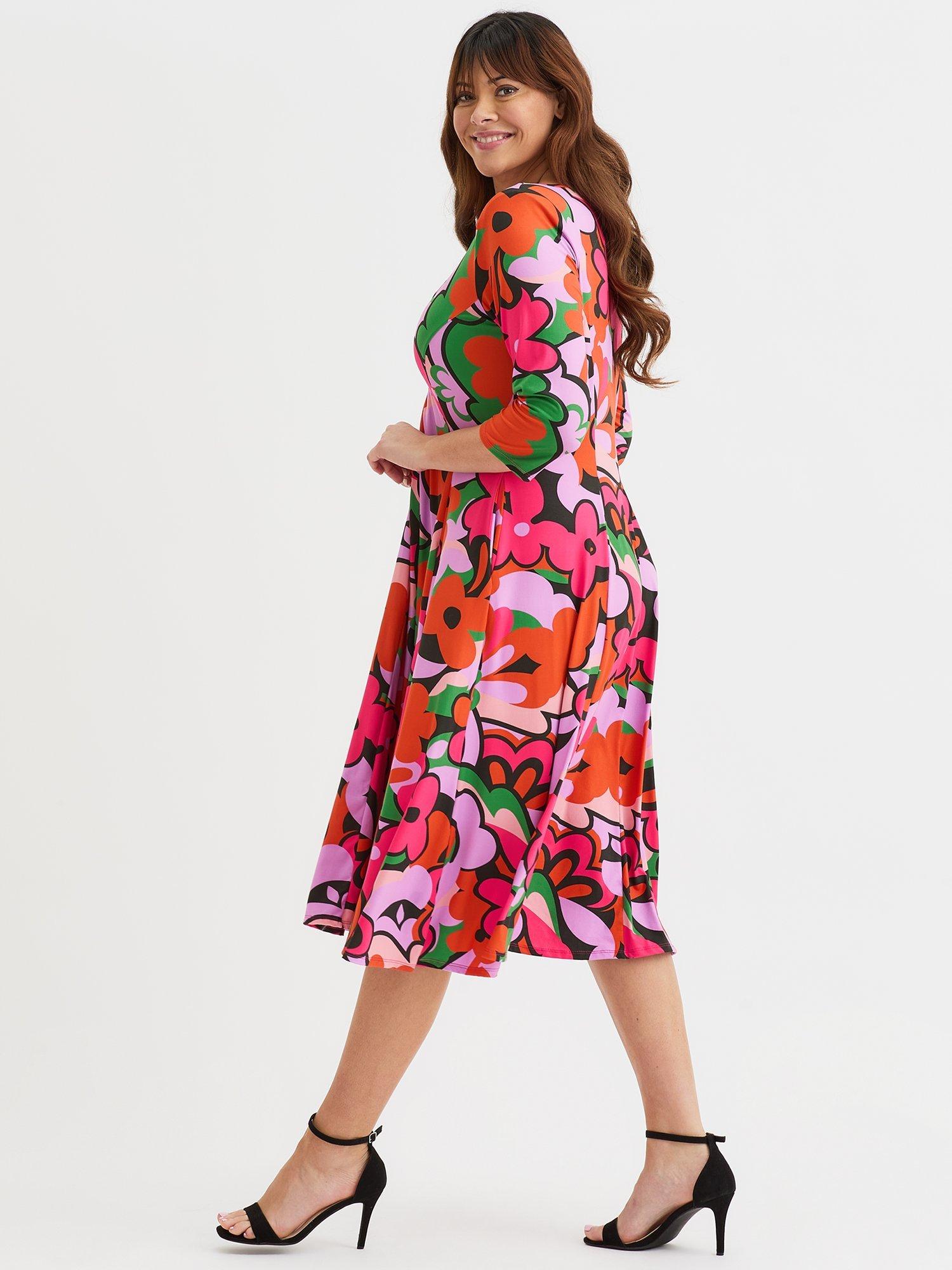 Product image 3 of 4, which shows Scarlett & Jo Claudia Pucci Abstract Floral Dress, Multi, 12