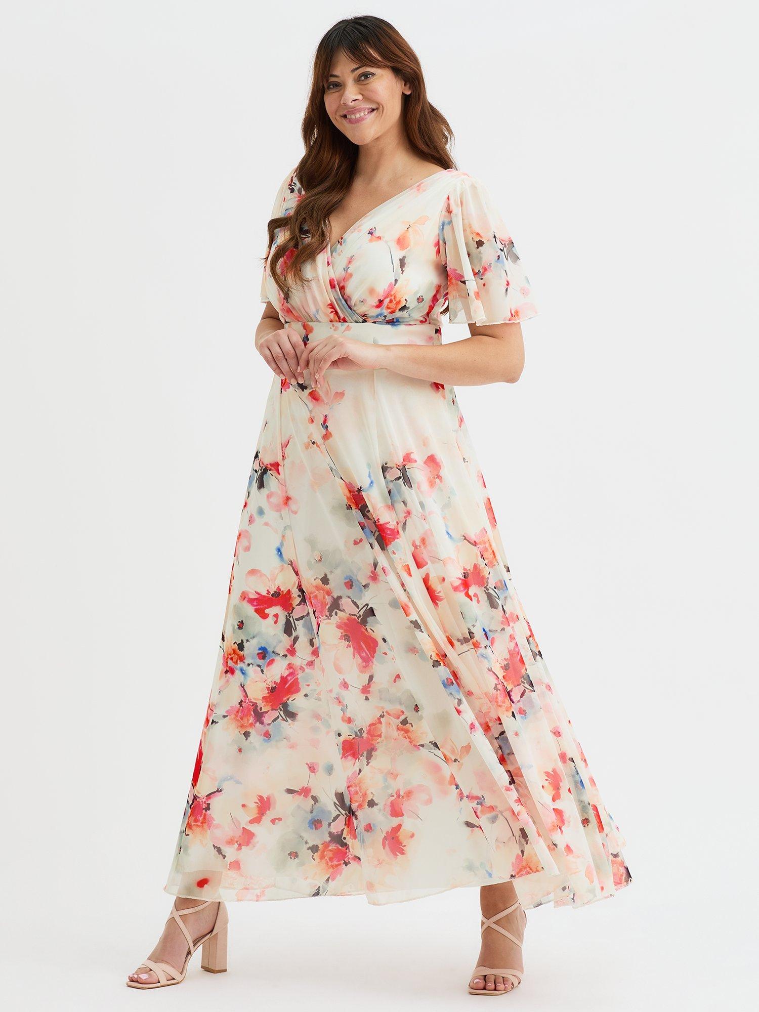 Product image 1 of 4, which shows Scarlett & Jo Isabelle Floral Maxi Dress, Ivory Orange, 12