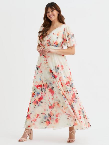 Scarlett & Jo Isabelle Floral Maxi Dress, Ivory Orange