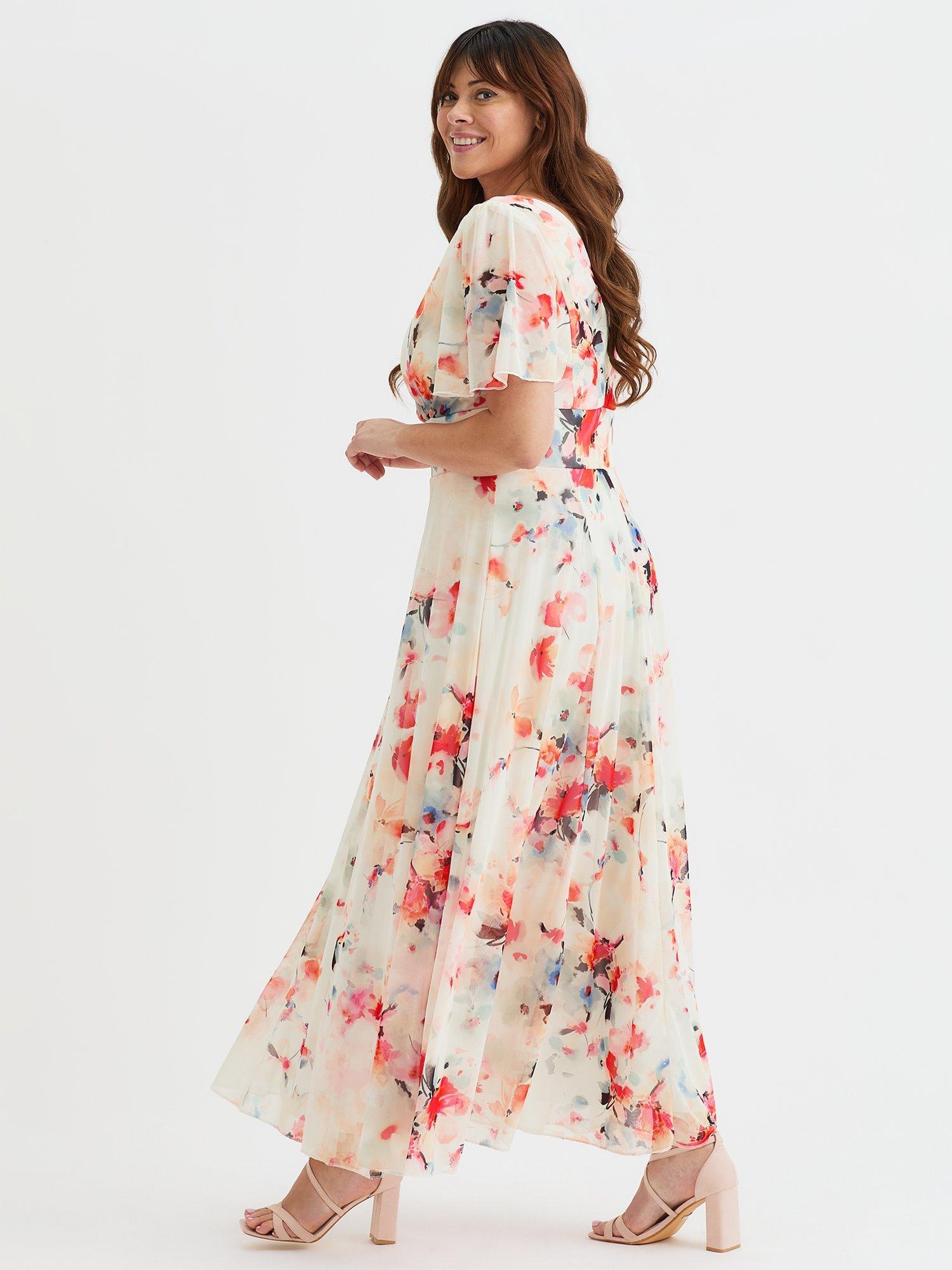 Product image 3 of 4, which shows Scarlett & Jo Isabelle Floral Maxi Dress, Ivory Orange, 12