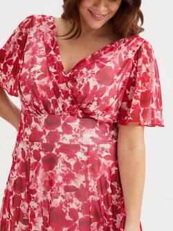 Scarlett & Jo Isabelle Floral Float Sleeve Maxi Dress, Ivory/Red Pink - view 2, Ivory/Red Pink