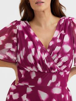 Scarlett & Jo Isabelle Abstract Float Sleeve Maxi Dress, Mulberry/White - view 2, Mulberry/White