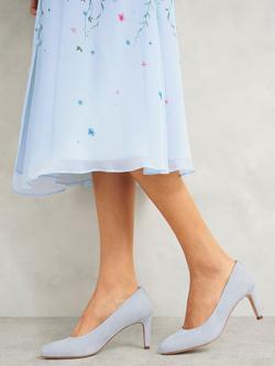 Hobbs Lizzie Suede Court Shoes - view 2, Pale Blue