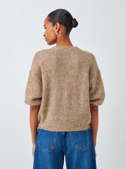 AND/OR Poppy Wool Blend Knit Cardigan, Warm Pine - view 2, Warm Pine