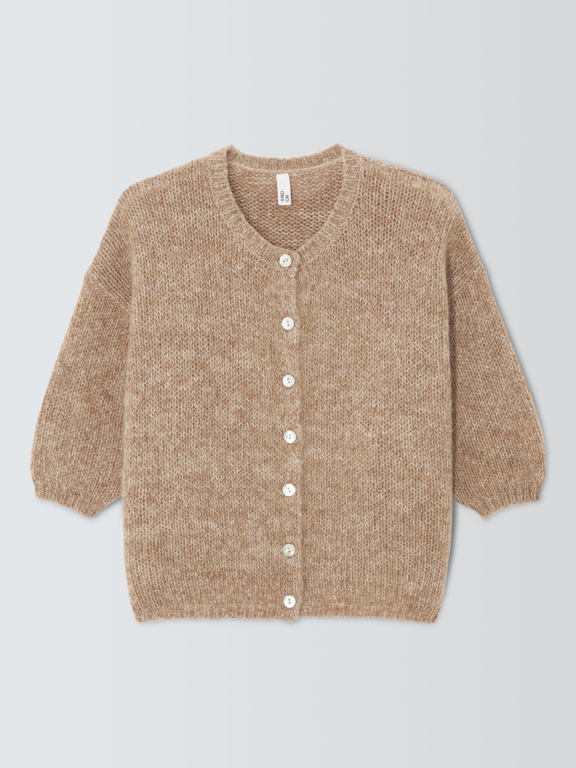 Product image 4 of 6, which shows AND/OR Poppy Wool Blend Knit Cardigan, Warm Pine, XS