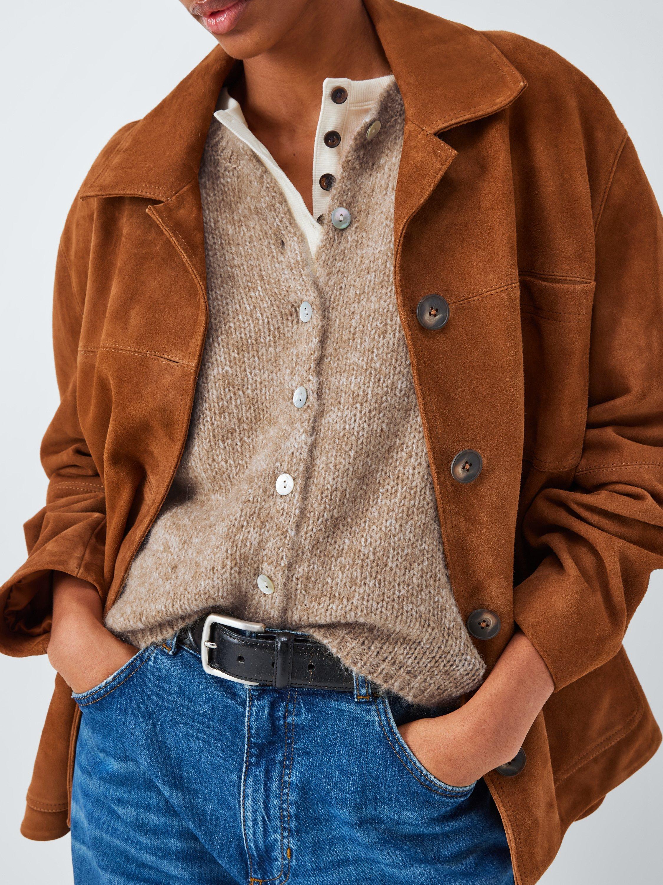 Product image 6 of 6, which shows AND/OR Poppy Wool Blend Knit Cardigan, Warm Pine, XS