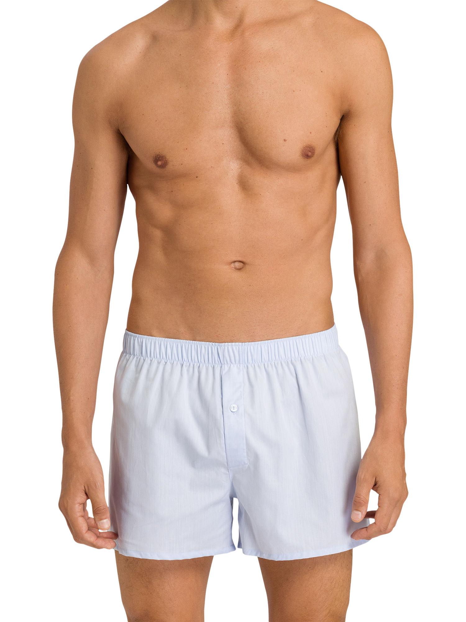 Product image 1 of 6, which shows Hanro Fancy Woven Cotton Loose Fit Boxers, Light Blue, S