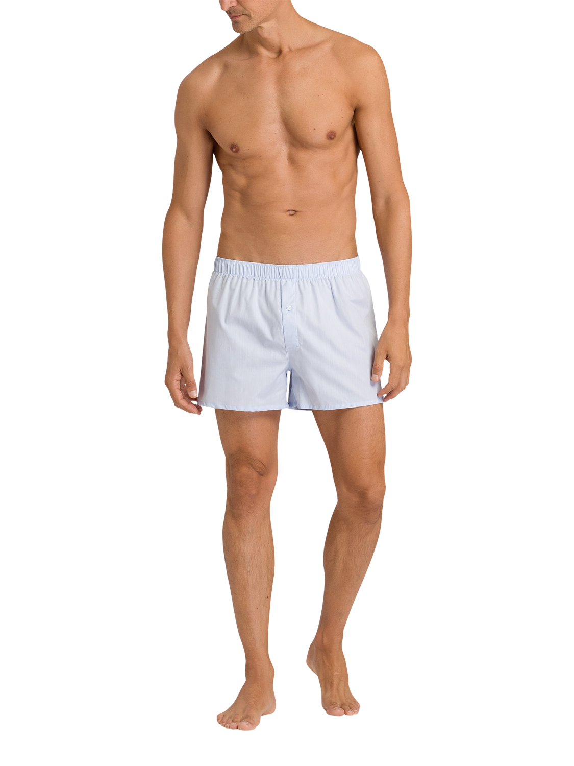 Product image 3 of 6, which shows Hanro Fancy Woven Cotton Loose Fit Boxers, Light Blue, S