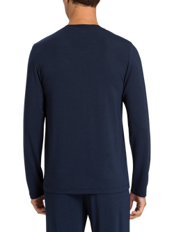 Hanro Casuals Long Sleeve Crew Neck Top, Deep Navy - view 2, Deep Navy